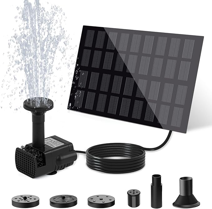 Solar Water Fountain for Bird Bath with Seperate Solar Panel 2W,Solar Fountain Pump for Pond,Water Feature Solar Water Pump