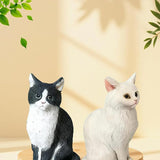 Cat Resin Outdoor Tree Sculpture Gift Garden Terrace Lawn Outdoor Cat Statue (Black)