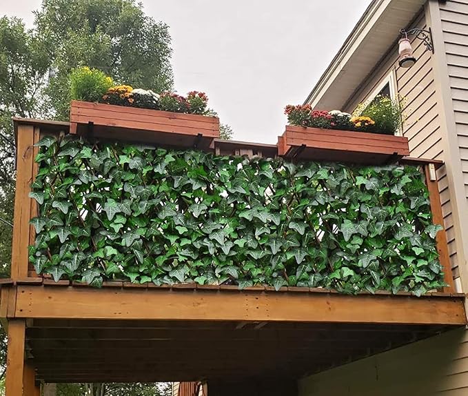 GLANT Expandable Fence Privacy Screen for Balcony Patio Outdoor,Decorative Faux Ivy Fencing Panel,Artificial Hedges (Single Sided Leaves)