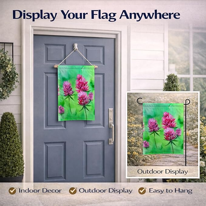 Caroline's Treasures Vermont Red Clover in Watercolor Garden Flag Mailbox Flag Decorative Yard Flag Banner Outside Patio Artwork Yard Flower Beds, Garden Size, Multicolor