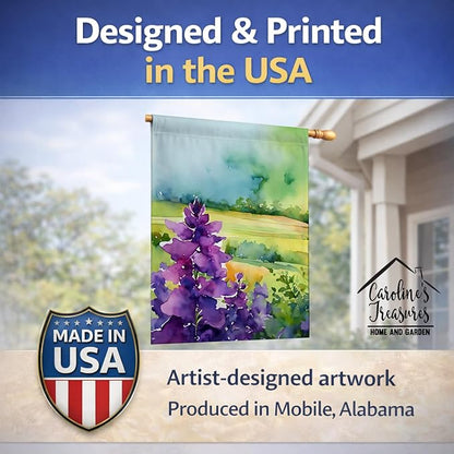 Caroline's Treasures New Jersey Violet in Watercolor House Flag Large Porch Sleeve Pole Decorative Outside Yard Banner Artwork Wall Hanging, Polyester, House Size, Multicolor