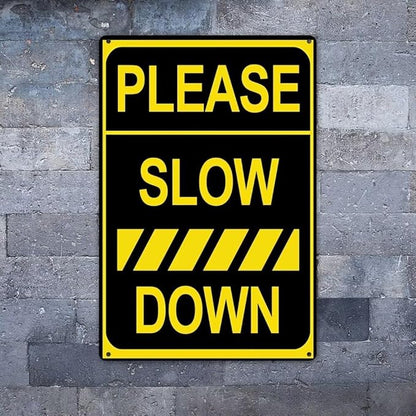 Generic Warning Signs Please Slow Down Sign Aluminum Yard Signs 12x16 Inches Garden Sign for Patio,Home, Industrial Sign Outdoor Safety Sign for Street Neighborhood Driveway