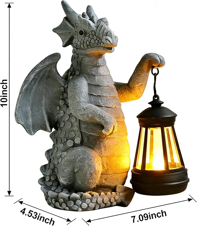 Dragon Solar Outdoor Garden Statue - Dragon Outdoor Figurie Lights - Yard Decorative Outdoor Statue Suitable for Patio, Balcony, Patio Decoration - Specially Customized Gift for Mom