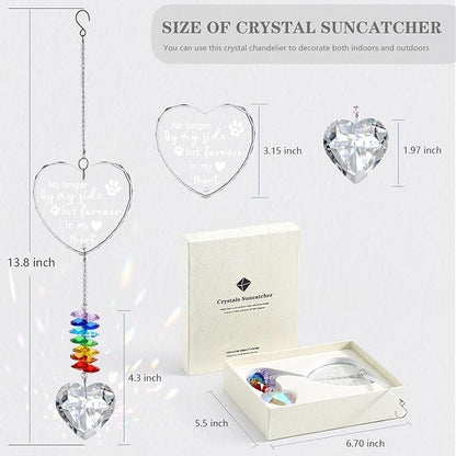 Dog Memorial Gifts, K9 Pet Memorial Crystal Suncatcher, Dog Loss Pet Passing Away Sympathy Remembrance Bereavement Gift (White-Heart)