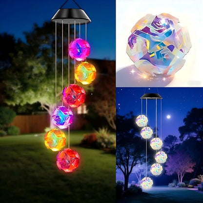 Solar Wind Chimes for Outside,Color Changing Colorful Rose Ball Solar Hanging Lights Outdoor,Waterproof Outdoor Solar Powered Lights for Garden Patio Yard Home,Gifts for Mom