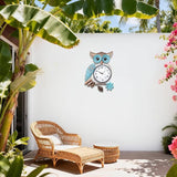 MUMTOP Owl Outdoor Clock Waterproof, 14.56 Inch Outside Wall Clock with Thermometer Combo for Patio Pool Garden Home Decor