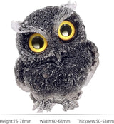 Nupuyai 3 inches Orgone Resin Crystal Chips Tumbled Stone Owl Statue, Mini Hand Carved Stone Crystal Animal Figurines for Tabletop Indoor Outdoor, Black Obsidian