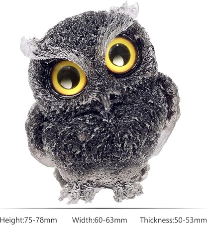 Nupuyai 3 inches Orgone Resin Crystal Chips Tumbled Stone Owl Statue, Mini Hand Carved Stone Crystal Animal Figurines for Tabletop Indoor Outdoor, Black Obsidian