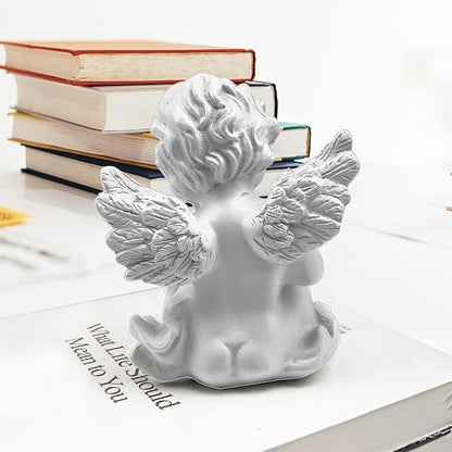 Asng Cherubs Angels Resin Garden Statue Figurine, Adorable Angel Sculpture Memorial Statue, Indoor Outdoor Home Garden Decoration (Reading Cherub)