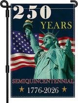 250 Years America Garden Flag, Double Sided 12x18 Patriotic Banner, Statue of Liberty, 1776-2026 US Semiquincentennial Yard Decor