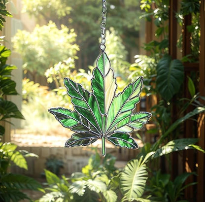 Leaf Acrylic Suncatcher, Boho Suncatchers for Window Hanging Ornament, Stained Glass Effect Art Garden Decor for Nature Lover, Gifts for Mother's Day, Mom, Grandma, Wife, Women, Nana