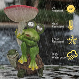 Funny Solar Garden Statues 10'' Frog Turtle with Mushroom Bird Feeder and Eyes LED Lights - Lawn Decor Outdoor Statues for Patio Balcony Yard Ornament - Unique Gardening Gifts for Women Grandma Mom.