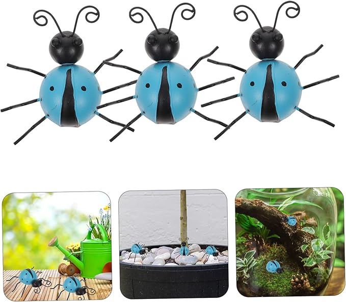 Abaodam 3pc Realistic Ladybug Ornaments Animal Decorations for Backyard for Crafts