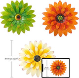 Hotop 3 Pcs Metal Flower Wall Art 3D Metal Daisy Wall Decor Multiple Layer Hanging Flower Rustic Farmhouse Boho Style Decorations for Indoor Outdoor Home Living Room Office Garden, 8 Inches(Classic)