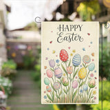 Happy Easter Flower Garden Flag Boho Easter Eggs Garden Flag Decor Spring Double Sided House Flag for Outside Yard Decorations 12×18 Inch