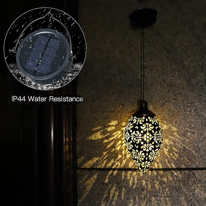Tomshine Hanging Solar Lights Solar Lantern LED Garden Lights Metal Lamp Waterproof for Outdoor Hanging Decor
