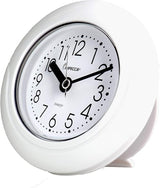 Impecca Waterproof Clock 5.5“ Non-Ticking Quartz Movement Indoor & Outdoor Clock for Shower, Wall, Desk, Pool, Patio, Kitchen, Bathroom, Washroom (Hanging Rope Included) White