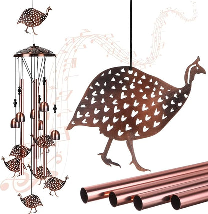 Briwooody Guinea Fowl Wind Chimes for Outside Guinea Fowl Gifts for Women Mom Metal Wind Chimes Memorial Birthday Decor for Outdoors Patio Garden Porch Yard Home Decoration