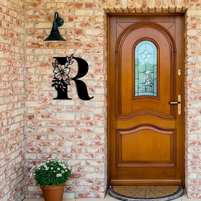 Metal Name Sign,Initial Welcome Letter Monogram Wall Decor,Wall Art Last Name Signs,Garden Door Decor for Outside,Wedding,House Warming Gift,12 inch in Height (Letter R)