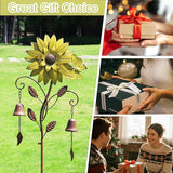 HLQMFHT Sunflower Garden Stake with Bells, Decorative Garden Stakes for Garden Yard Patio Decor