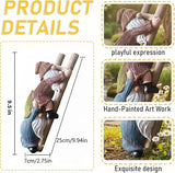 Garden Gnome Statue, Funny Resin Dwarf Sculpture for Lawn Patio Climbing Tree Decor Outdoor (Gnome-A)