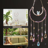 Crystal Suncatcher, Dreamsum Window Suncatchers with Crystals and Stones, Sun Catchers Indoor Window Catcher with Prism Slices, Moon Crystal Suncatchers Gift for Girls, Lover and Mom-Purple