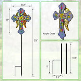 WAIU Solar Cross Garden Stake Lights,Metal Angel Wing & Acrylic Flowers Cross Solar Christmas Lights Outdoor,Waterproof Memorial Garden Decor for Remembrance Gifts & Sympathy Gifts.