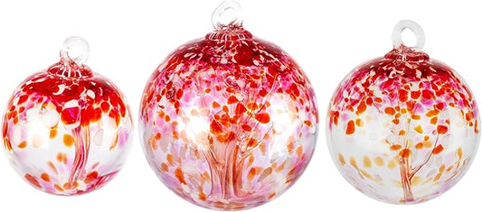 Dale Tiffany Hand Blown Glass, 3" Diameter Blush, Tree of Life Collection, Witch Globe Hanging Garden Indoor/Outdoor Decorative Ornament Gazing Ball