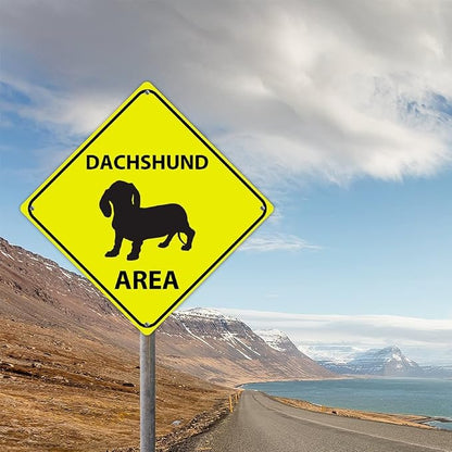 Dachshund Area Xing Caution Crossing Sign Dachshund Dog Metal Tin Sign Warning Sign Novelty Road Fence Yard Wall Decor For Indoor Outdoor Highway10x10in