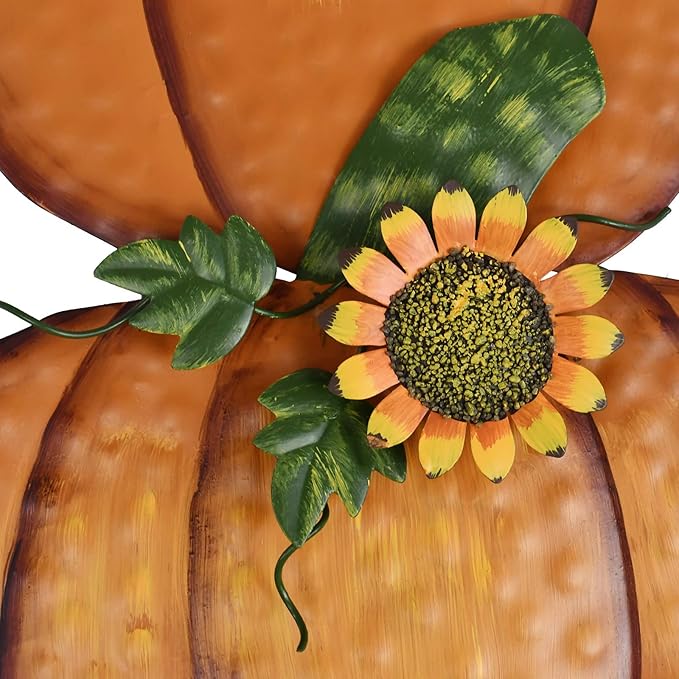 Linfevisi Pumpkin Yard Sign Stakes Stacked Pumpkin Garden Stakes Outdoor Metal Fall Decor Welcome Signs Lawn Ornaments for Autumn Harvest Thanksgiving Halloween 38.4"