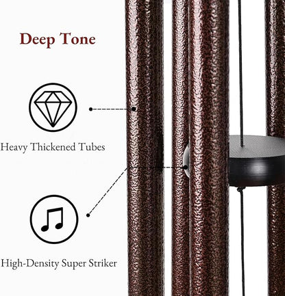 Wind Chimes for Outside Deep Tone, 38" Large WindChimes with 6 Tubes, 100% Rustproof Aluminum, Memorial Gift or Garden Patio Porch and Outdoor Décor(Bronze)