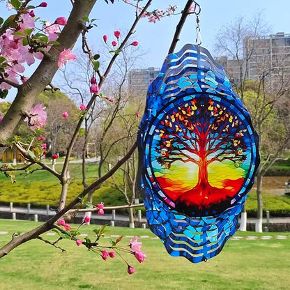 Tree of Life Wind Spinner, Unique 12Inch 3D Stainless Steel Wind Spinner, Birthday Gifts for Women Men,Hanging Decor for Outdoor Garden Patio Porch