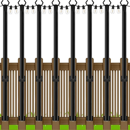 LETIANPAI 8 Pack String Light Poles,5 Ft Metal Poles with Fence Bracket for Outdoor String Lights,Outdoor Light Poles,Poles/Post/Stand for Outside