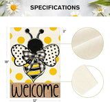 AVOIN colorlife Summer Polka Dot Bee Welcome Garden Flag 12x18 Inch Double Sided Outside, Seasonal Holiday Burlap Yard Outdoor Decoration