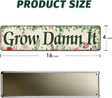 Grow Damn It! Garden Sign Mom Plaque, Gardening Signs Vintage Decor Dads Decorative Plaques, Funny Decoration Herbs Fruit Flowers Vegetables Produce Gift 4" x 16"