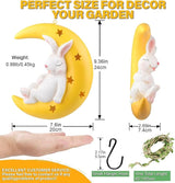 JoyBlooms Solar Garden Decor Bunny Garden Statue Solar Hanging Statue 9.36" L*7.8" W Outdoor Hanging Decorations for Patio Yard Gifts for Mom Grandma Housewarming-Sleeping Bunny