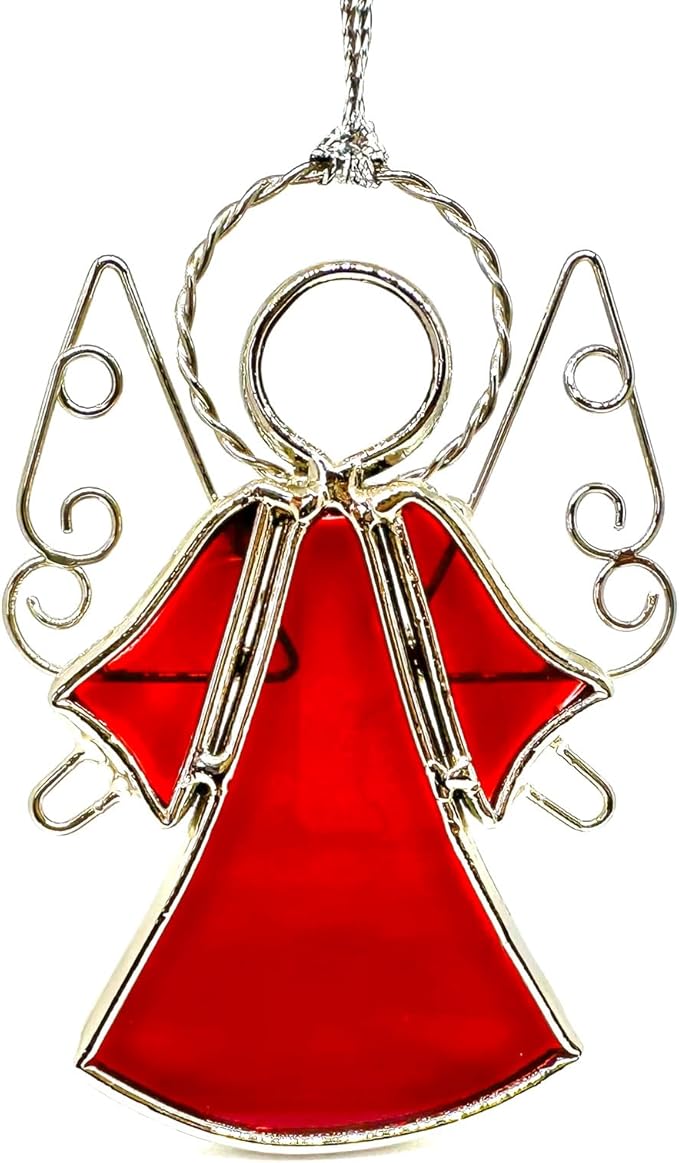 Angel Stained-Glass Window Hangings Sun-Catcher Ornament Indoor Windows Suncatcher Ornament, Memorial Sympathy Gifts for Friends Mom Teacher Christmas Tree Décor