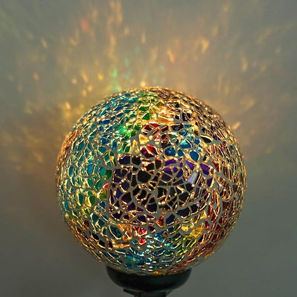 Solar Garden Lights Outdoor Decorative - Solar Gazing Ball Mosaic Garden Stakes Decorative Waterproof Outdoor Lights for Pathway Yard Lawn Decoration Multi