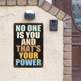 patio wall decor No One Is You And Thats Your Power tin sign Toilet Retro Tin Metal Sign for Home,Office,Yard,or Cafe Inspirational Life Quotes Wall Decor 8X12inch