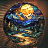 Moutain Range Acrylic Suncatcher Stained Glass Effect Window Car Hanging Christmas Ornament Indoor Outdoor Decor Garden Sun Catcher Panel for Scenery Lover for Women Mom Grandma