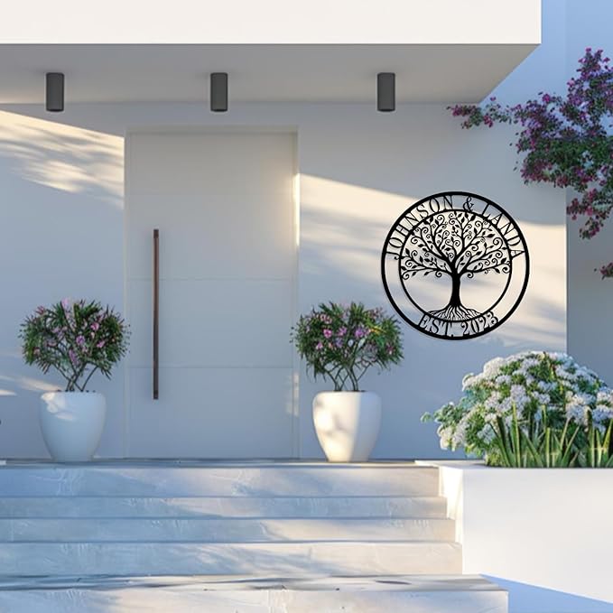 efcustomgifts Metal Family Name Sign, Custom Tree of Life Family Name Sign, Housewarming Gift, Personalized Tree Of Life, Tree with Roots Metal Name Sig