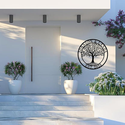 efcustomgifts Metal Family Name Sign, Custom Tree of Life Family Name Sign, Housewarming Gift, Personalized Tree Of Life, Tree with Roots Metal Name Sig