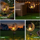 MEBRUDY Fairy Solar Garden Outdoor Decor, Moon Figurine Light Stake Housewarming Ornament for Patio, Lawn, Yard, Pathway, Unique Gift Ideas for Gardening, Mom, Grandma, Women