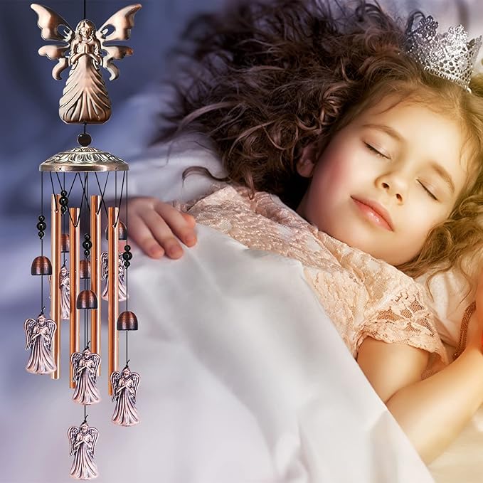 JUNQIU Angel Wind Chimes, Angel Gifts for Women Mom, Angel Decor for Outdoor Room Garden Yard Patio, Religious Wind Chimes