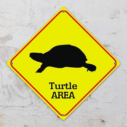 Caution Sea Turtle Crossing XING Tin Sign Sea Turtle Area Warning Street Sign Ocean Animal Novelty Caution Road Sign for Outdoor Home Driveway Garden Yard Park 10x10in