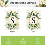 AVOIN colorlife Monogram Letter S Floral House Flag 28x40 Inch Double Sided Outside, Family Last Name Initial Yard Outdoor Decoration