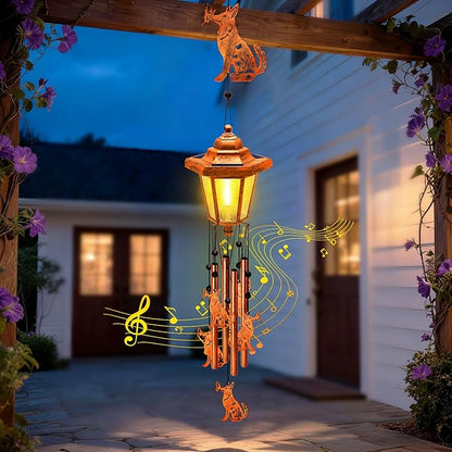 Large Solar Dog Wind Chimes with Wind Catcher/Solar Decor Light to Create a Zen Atmosphere Decor for Outdoor Garden Patio Balcony, Classic Bronze Wind Chimes, Gifts for Mom Grandma Women Wife Daughter