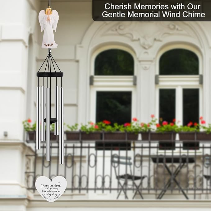 Angel Memorial Wind Chimes for Loss of Loved One Sympathy Gifts for Outside Large Outdoor Wind Chimes, Bereavement Gift Ideas, Condolence Memorial Gifts for Loss of Mom Dad Husband