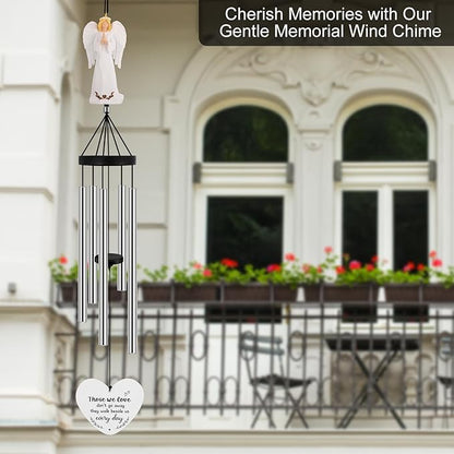 Angel Memorial Wind Chimes for Loss of Loved One Sympathy Gifts for Outside Large Outdoor Wind Chimes, Bereavement Gift Ideas, Condolence Memorial Gifts for Loss of Mom Dad Husband