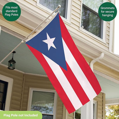 Evergreen Puerto Rico Flag 3x5 flag Outdoor Double Sided, PR Light Blue Pureto Rico Flags for Outside with Grommets, 3-Ply Banners for Garden Patio, Indoor Flag for Wall Decor, Works with Standard Estate Flag Poles